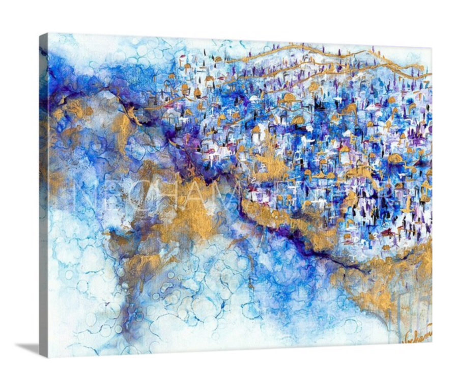 Abstract Yerushalayim In Blue and Gold
